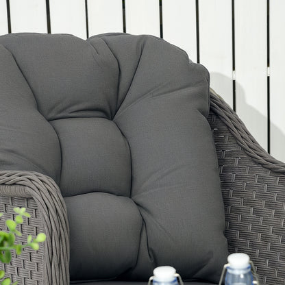 Four-Piece Rattan Set, with Glass-Top Table - Light Grey