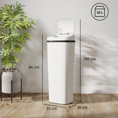 50L Stainless Steel Sensor Bin - White