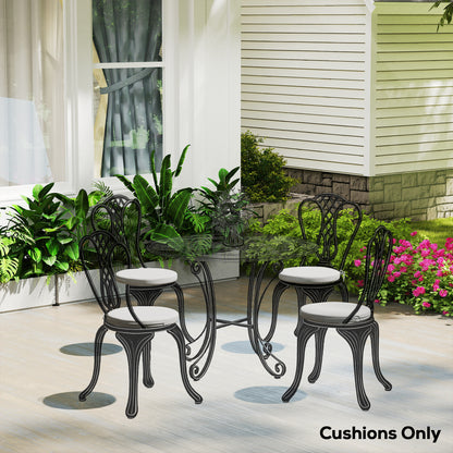 Outdoor Bistro Chair Cushions Set of 4 with Removable Cover, 41 x 41 x 5 cm Round Seat Cushions with Ties, Light Grey