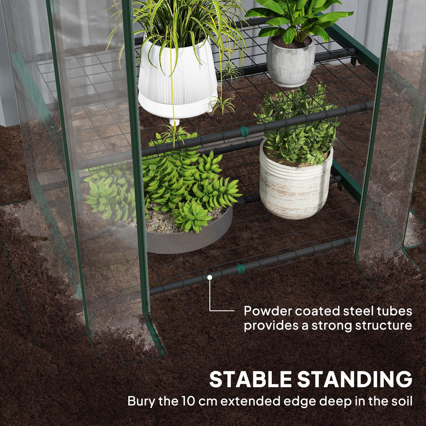 5 Tier Mini Greenhouse, Small Walk-in Greenhouse with Reinforced Plastic Cover