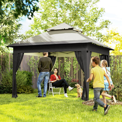 3 x 3(m) Pop Up Gazebo with Mosquito Netting, Easy Setup Marquee Party Tent with 1-Button Push, Double Roof, Carry Bag