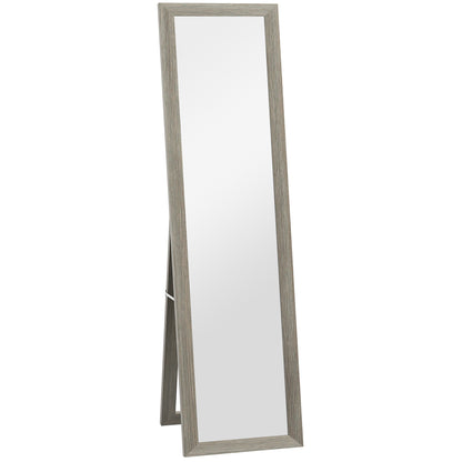 Full Length Mirror, 37 x 157 cm, Hanging or Freestanding, Rectangular Full Body Mirror for Living Room, Bedroom, Grey