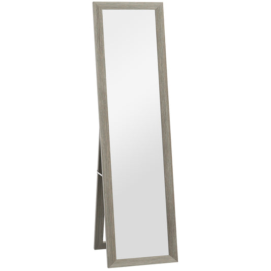 Full Length Mirror, 37 x 157 cm, Hanging or Freestanding, Rectangular Full Body Mirror for Living Room, Bedroom, Grey