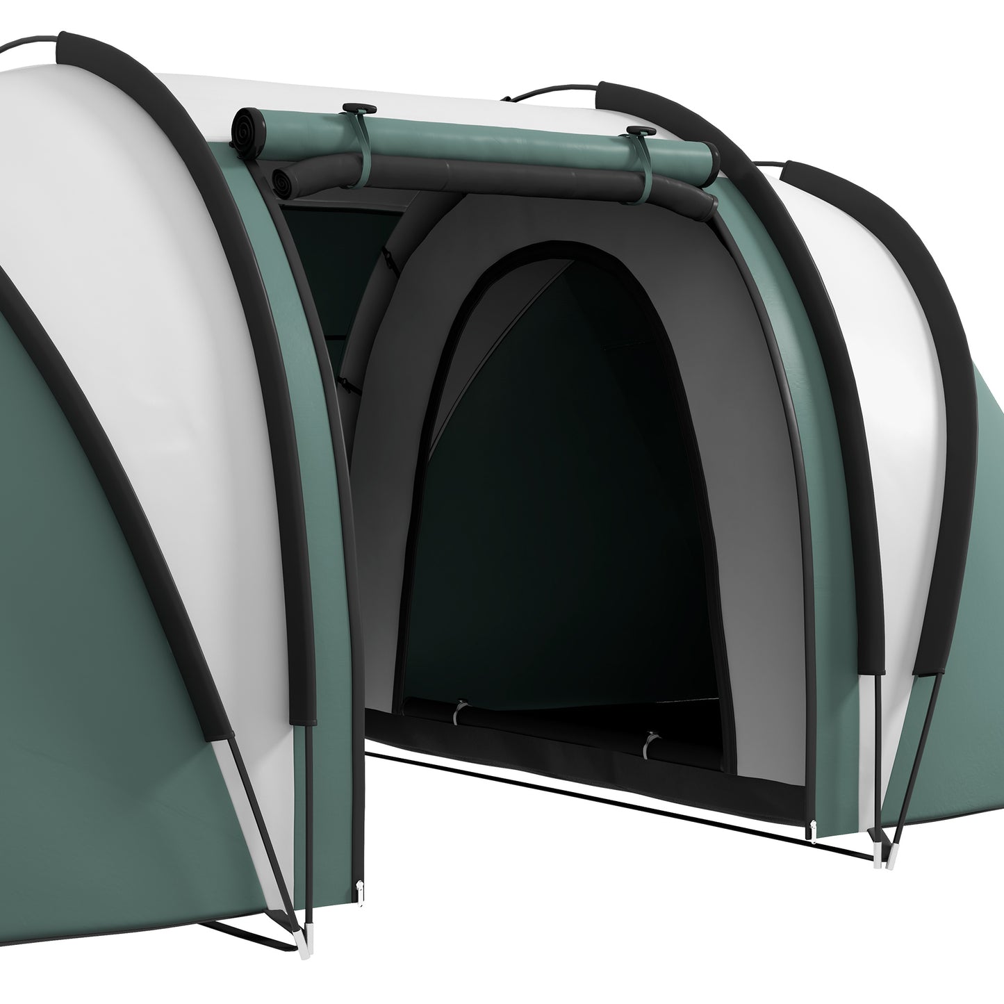 Two-Man Tent, with Bedrooms, Living Room and Canopy - Dark Green