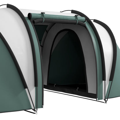 Two-Man Tent, with Bedrooms, Living Room and Canopy - Dark Green