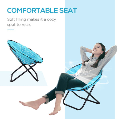 Camping Moon Chair, Portable Folding Camping Chair for Adults with Wide Padded Oxford Seat for Outdoor Camp, Travel, Fishing
