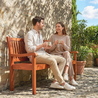 Garden Bench 2 Seater, Wooden Outdoor Bench with Waterproof Cover, Garden Seat with Ergonomic Backrest
