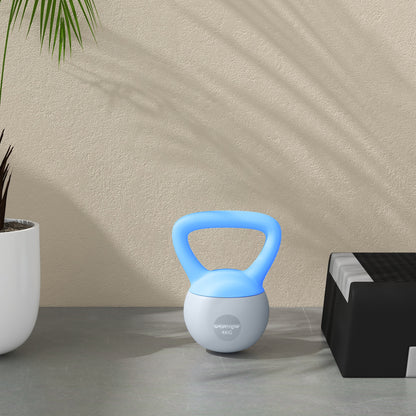 4KG Soft Kettlebell, Kettlebell with Non-Slip Handle for Home Gym, Weight Lifting, Strength Training, Light Blue/Grey