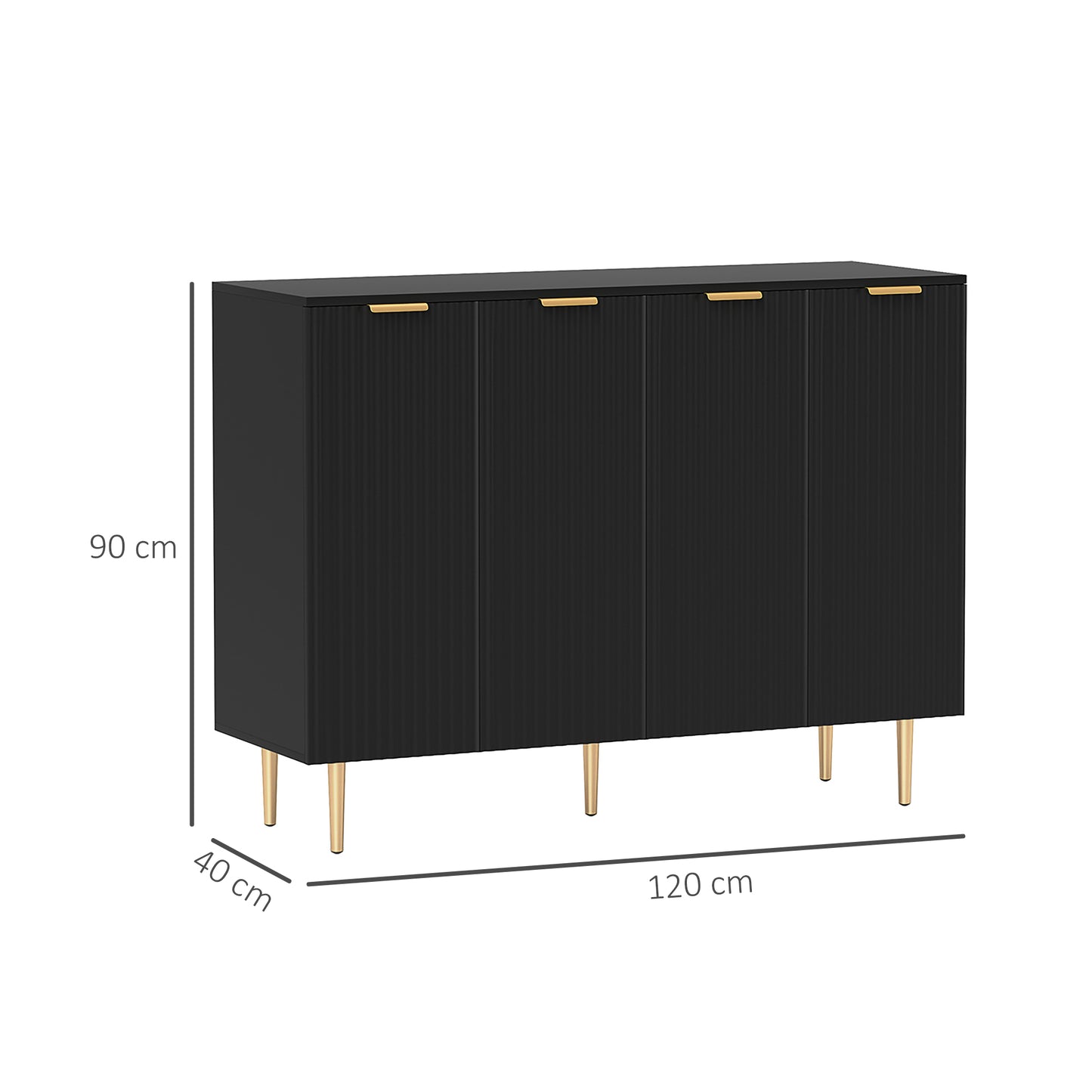 Sideboard Buffet Cabinet, Modern Kitchen Storage Cabinet with Adjustable Shelves and Metal Legs, Black