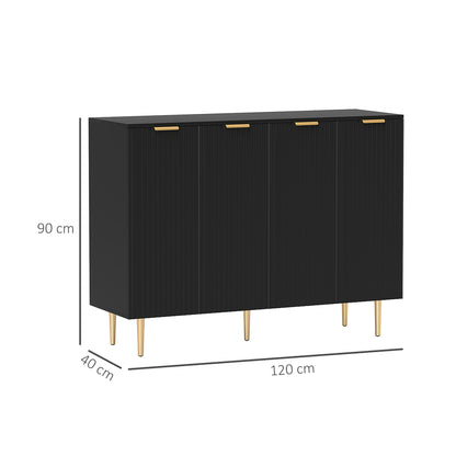 Sideboard Buffet Cabinet, Modern Kitchen Storage Cabinet with Adjustable Shelves and Metal Legs, Black