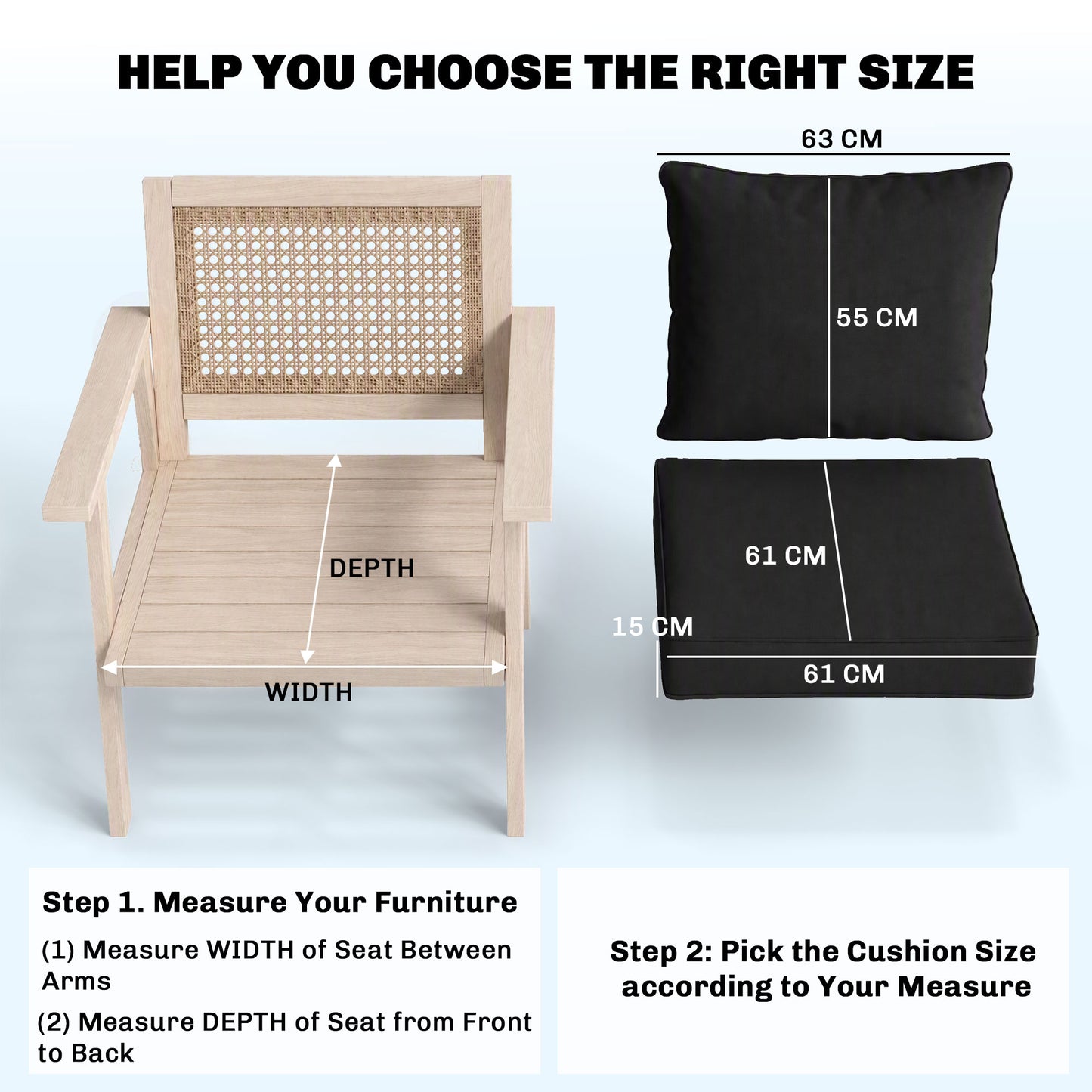 Outdoor Seat and Back Cushion Set Patio Deep Seating Chair Replacement Cushion