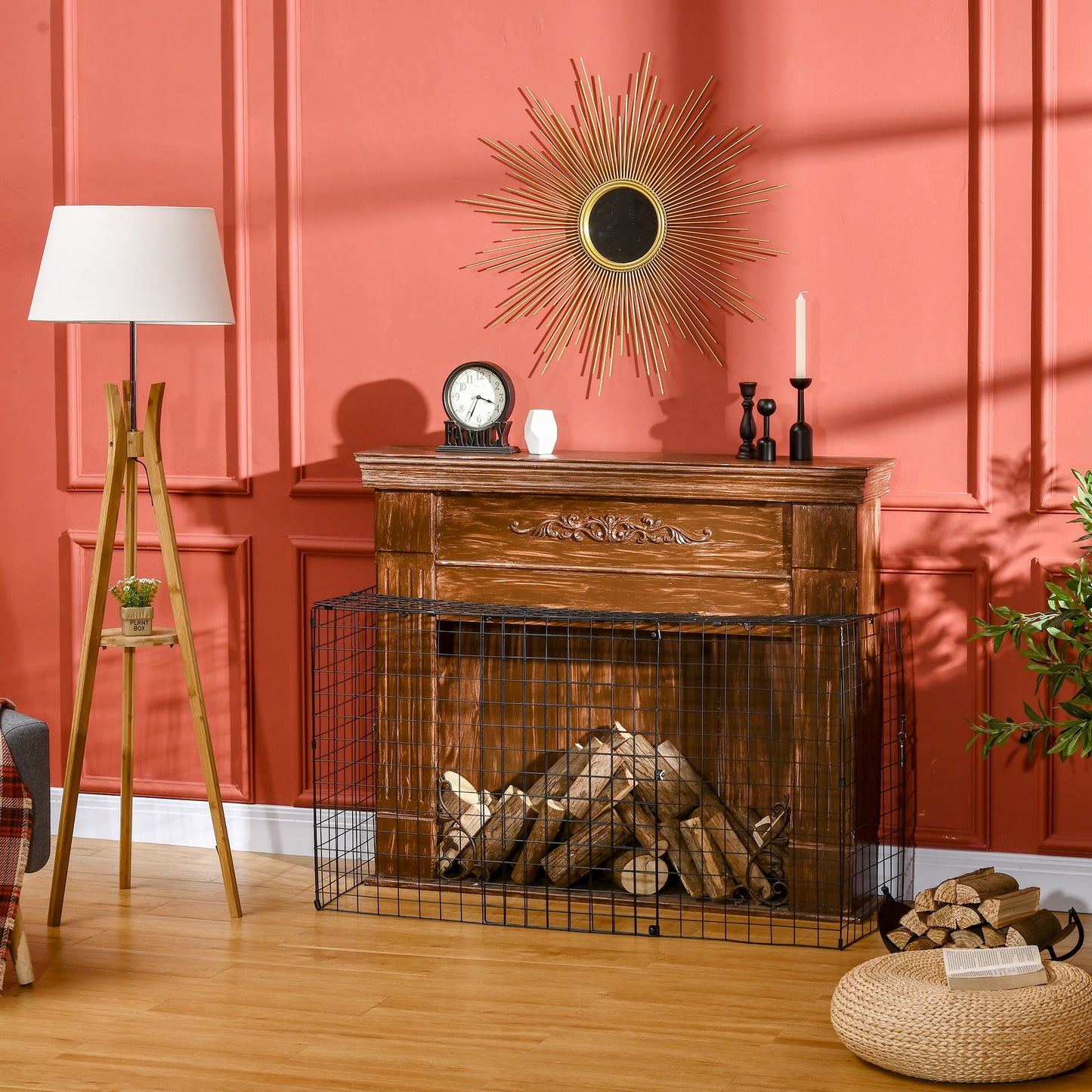 Extendable Fire Guard Screen, Freestanding Fire Screen Spark Guard, Folding Fireplace Cover, Wire Mesh