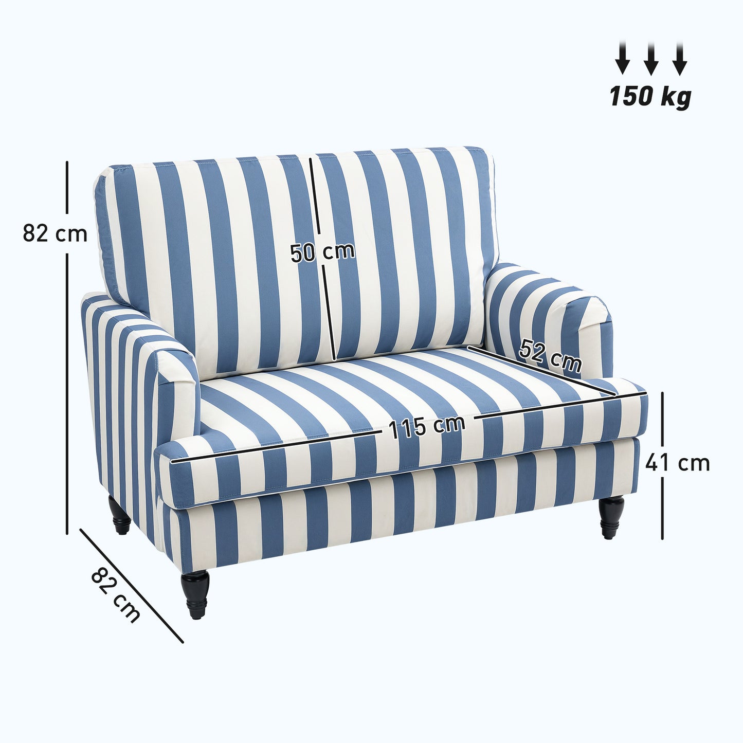 Modern Cuddle Chair, Velvet Single Sofa Armchair with Stripe, Turned Legs and Wide Seat