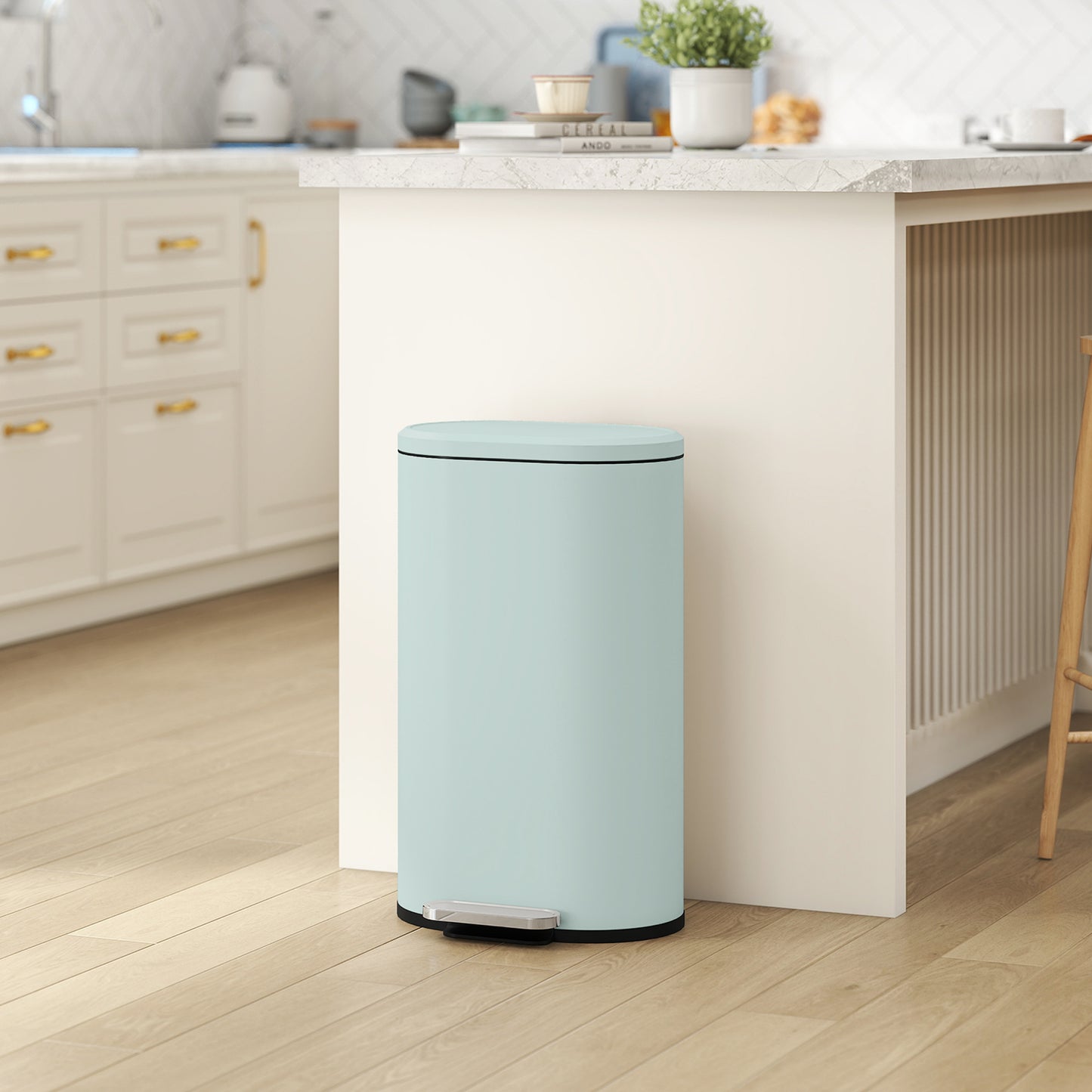 30 L Modern Curved Kitchen Bin - Green