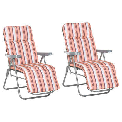 Reclining Garden Chair Set of 2, 5-Level Adjustable Zero Gravity Chairs, Orange Stripe