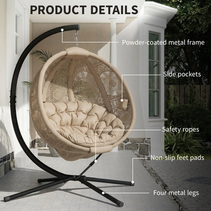 Round Egg Basket Chair, with Steel Stand, Sand