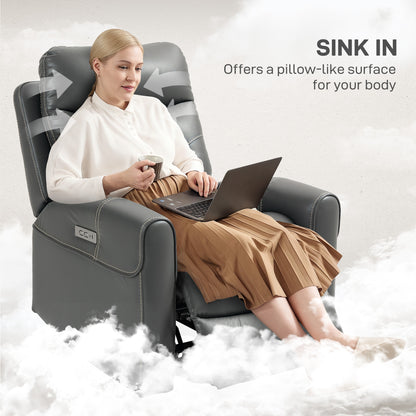 Power Lift Recliner Chair for Elderly, Overstuffed Faux Leather Riser and Reclining Chair with USB A+C Ports