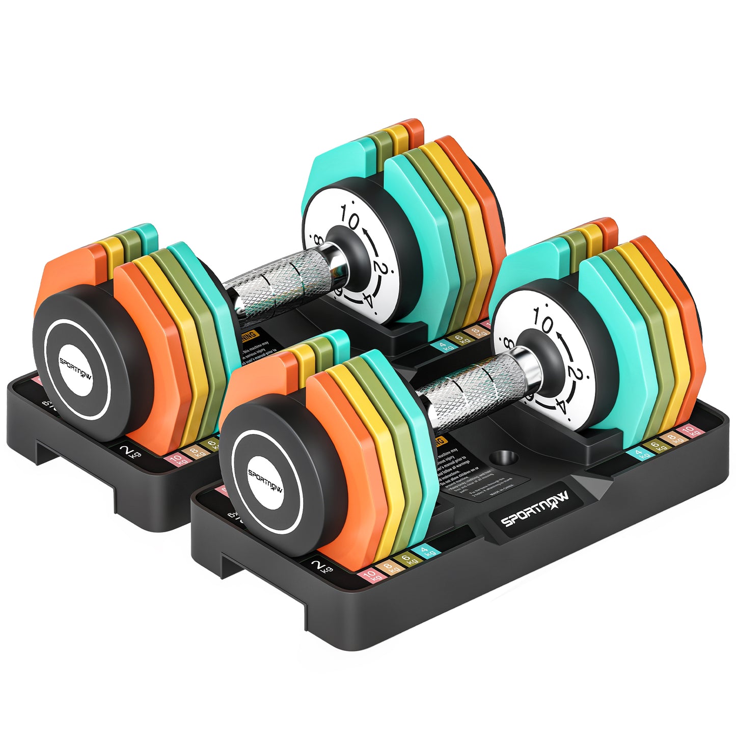 Adjustable Dumbbells Set with Safety Locking Mechanism, Multicoloured