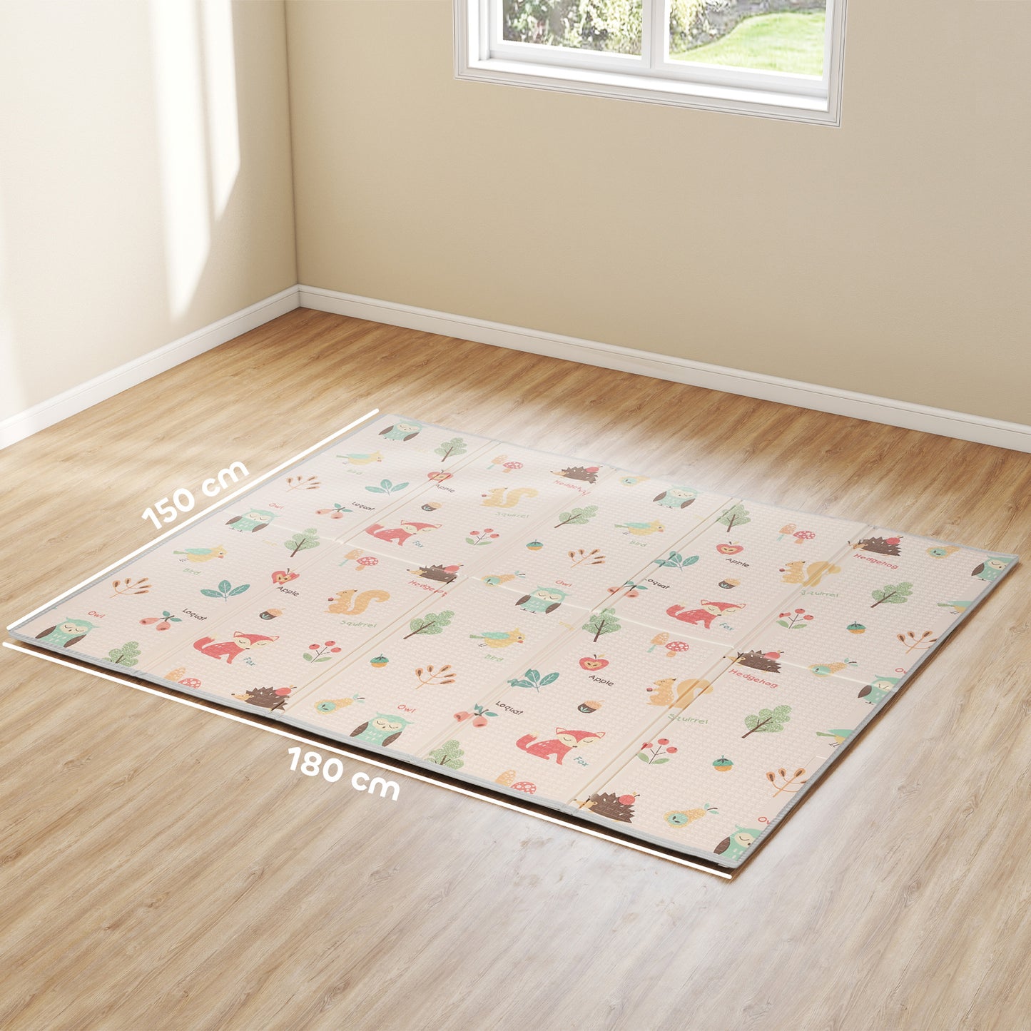 Foldable Baby Play Mat Double-Sided, Reversible Foam Soft Crawling Mat for Toddlers, for Bedroom, Nursery and Playroom