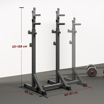 Heavy Duty Barbell Squat Rack, Adjustable and Multifunctional Weight Power Stand, for Home, Gym - Black