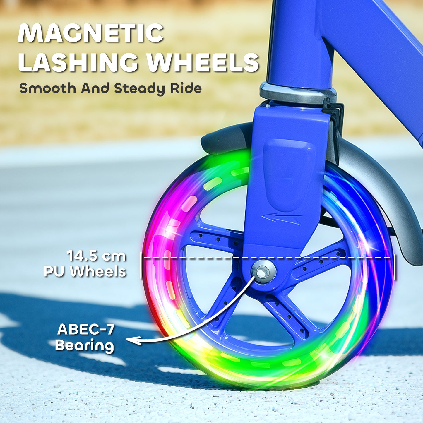 Scooter for Kids Aged 3-8 Years, with Adjustable Handle, Two Light Up Wheels, Handbrake, Rear Brake, Blue
