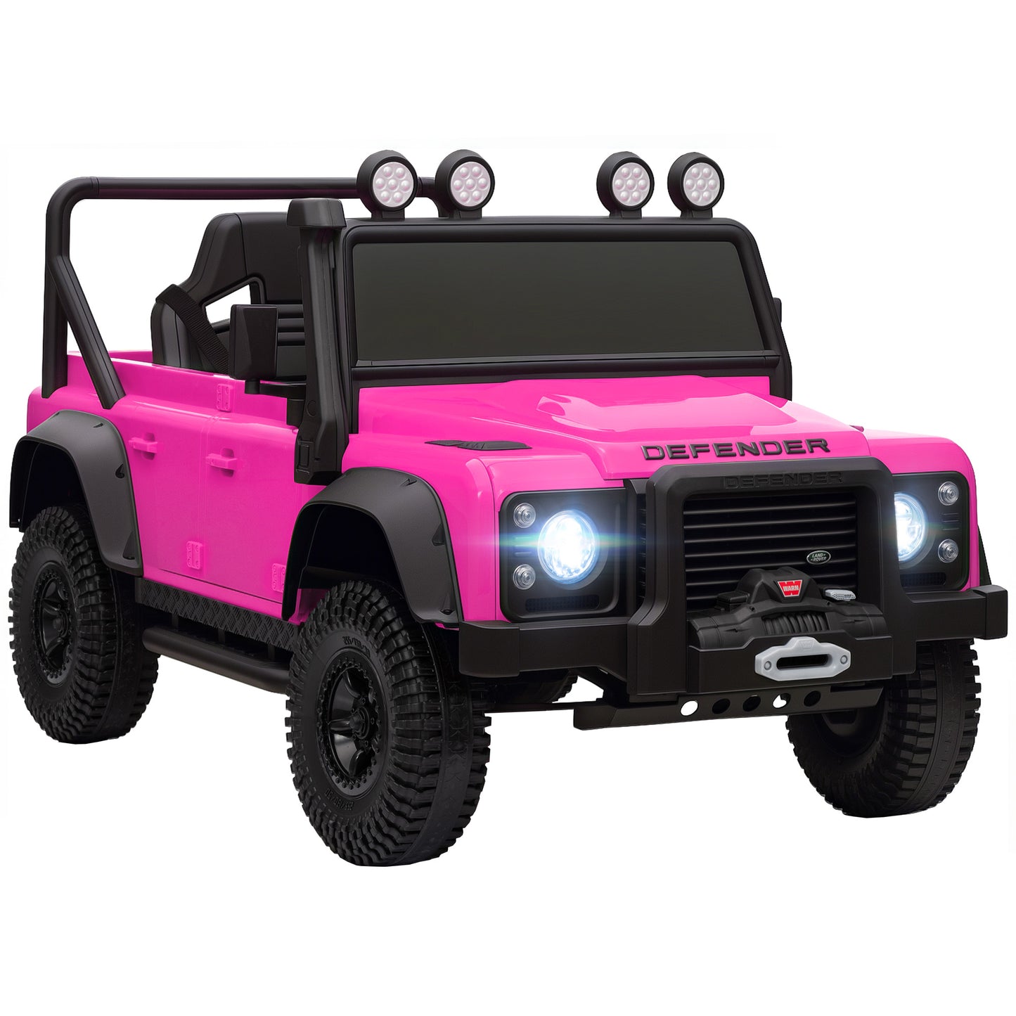 Kids Ride On Car with Remote Control, Music, Horn, 4 Spring Suspension Wheels, LED Lights for 3-5 Years Old, Pink