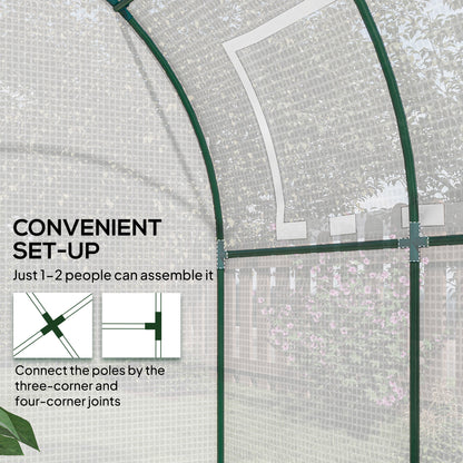 Walk in Polytunnel Greenhouse, Green House for Garden with Roll-up Window and Door, 1.8 x 1.8 x 2 m, White