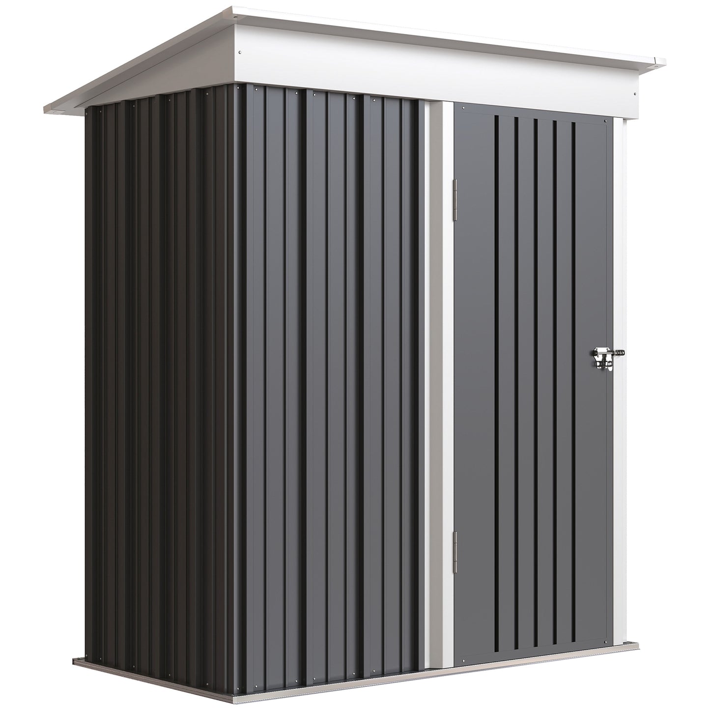 Metal Garden Shed, Outdoor Lean-to Shed for Tool Motor Bike, with Adjustable Shelf, Lock, Gloves, 5'x3'x6', Dark Grey