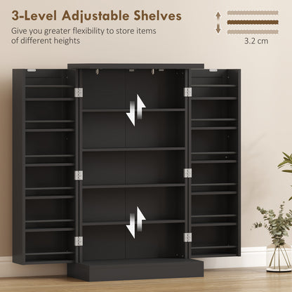 Kitchen Cupboard, Freestanding Multi-Storage Kitchen Pantry Cabinet with Adjustable Shelves, Black