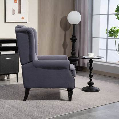 Wingback Accent Chair, Retro Upholstered Button Tufted Occasional Chair for Living Room and Bedroom, Charcoal Grey