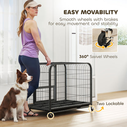 Heavy Duty Dog Crate,93 x 58 x 76 cm, Large Dog Cage for Small to Medium Breeds