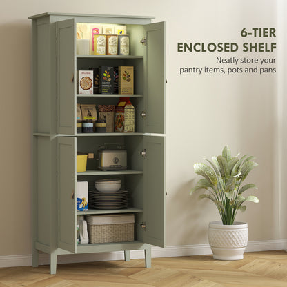 Tall Pantry Cupboard with Motion Sensor LED Light - Green
