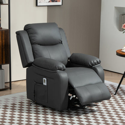 Riser and Recliner Chair with Vibration Massage, PU Leather Power Lift Chair for Elderly, Dark Grey