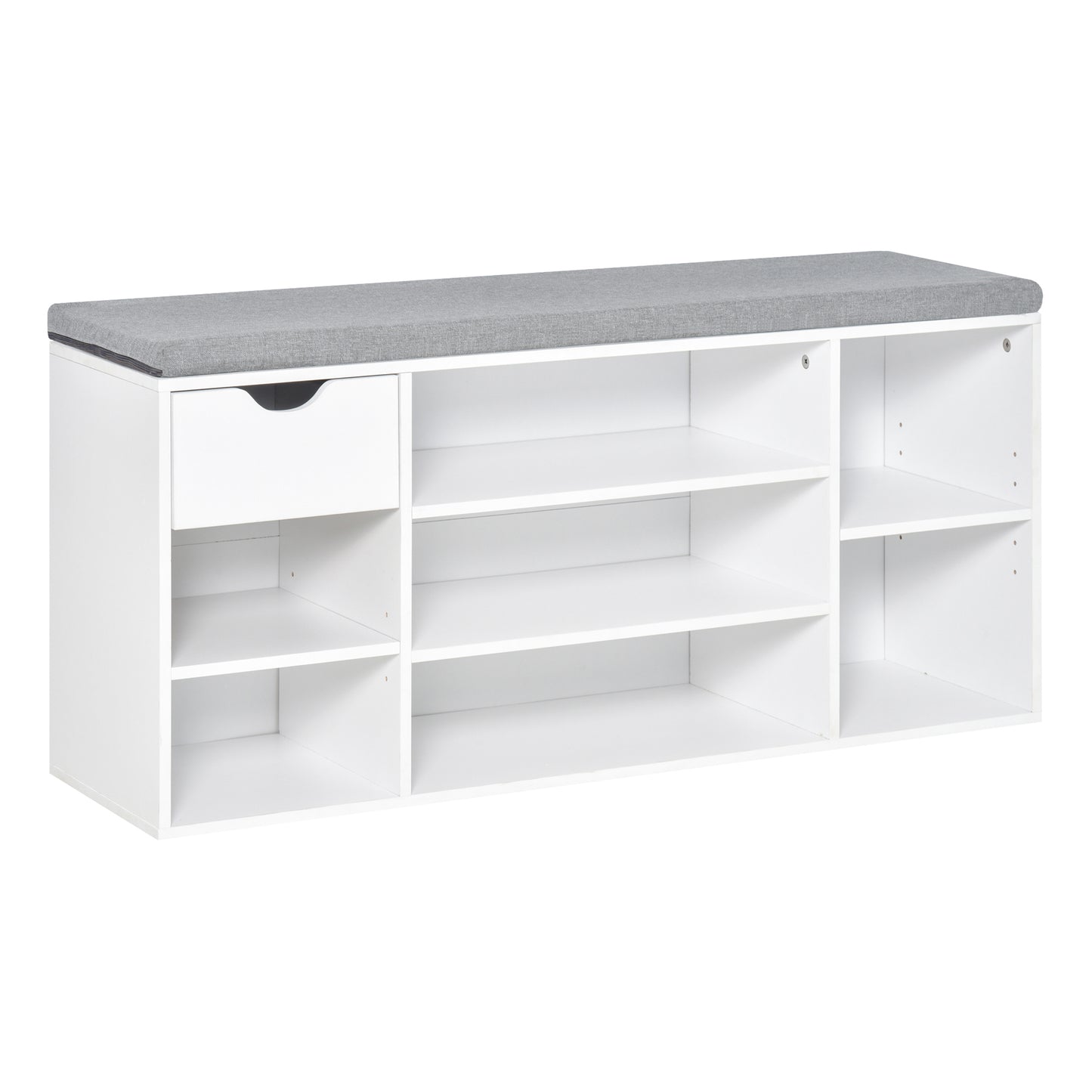 Shoe Storage Bench with Cushion - White