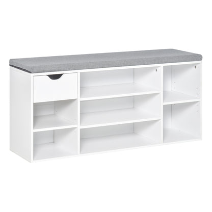 Shoe Storage Bench with Cushion - White