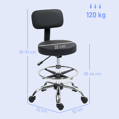 Drafting Chair, Office Chair with Backrest and Adjustable Footrest, Height Adjustable Stool