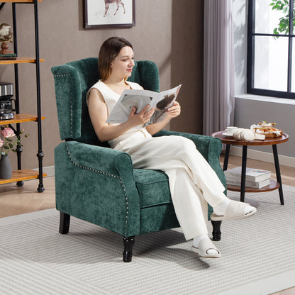 150° Reclining Vintage Armchair, with footrest - Dark Green