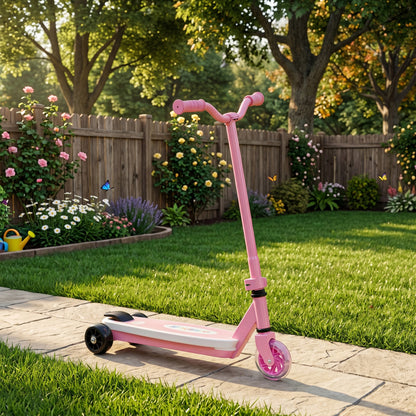 Electric Scooter for Kids Aged 4-7 Years, with Flashing LED Lights, Rear Auxiliary Wheels, Pink