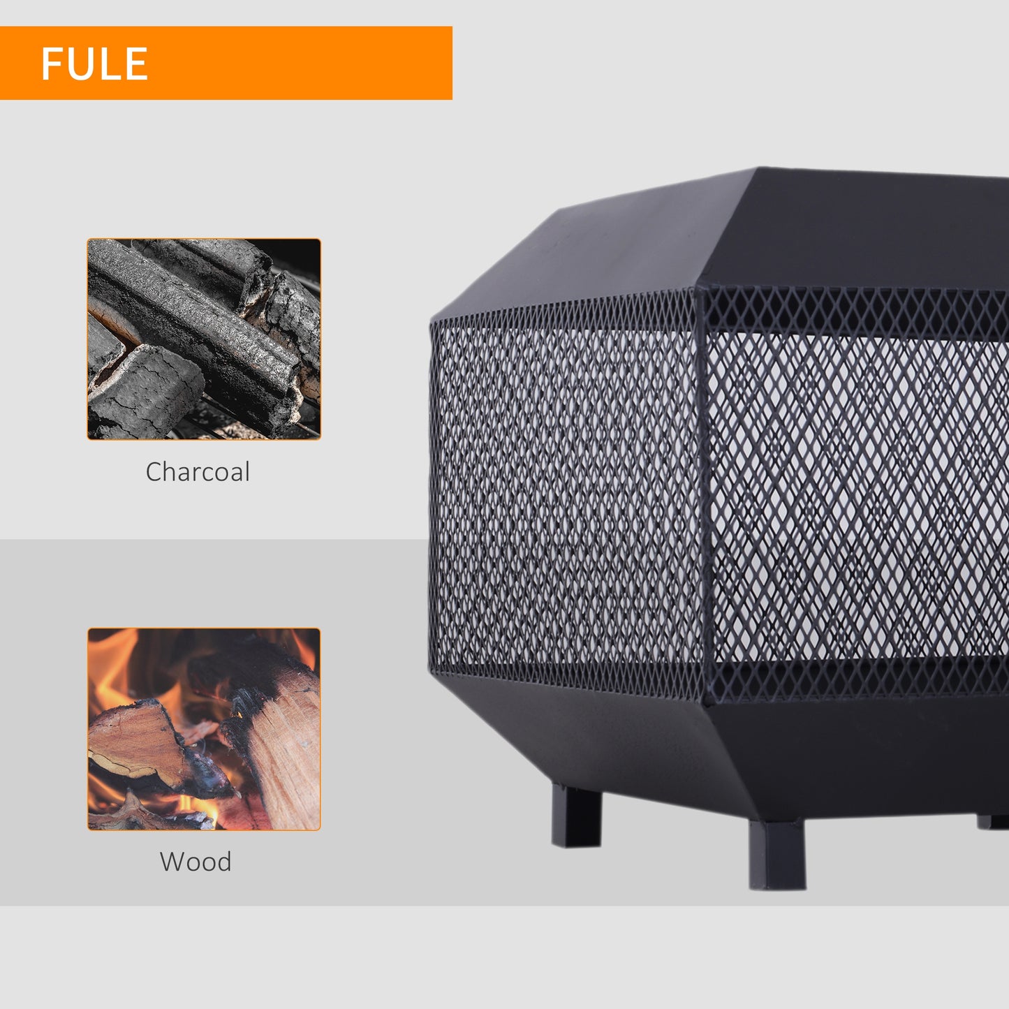 Metal Square Fire Pit Outdoor Mesh Firepit Brazier w/ Lid, Log Grate, Poker for Backyard, Camping, Bonfire