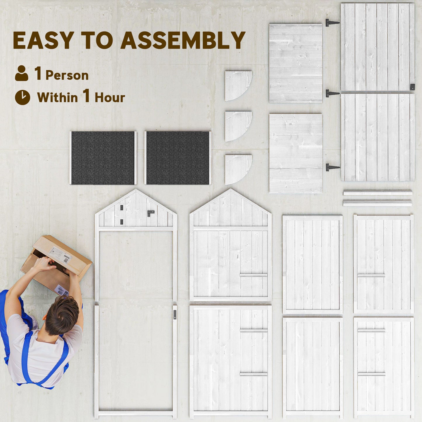 Small Shed, Tall Slim Wooden Garden Shed with 3 Removable Shelves and Roof Hatch, Compact Outdoor Tool Storage Cabinet