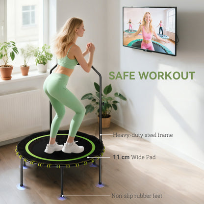 40" Foldable Fitness Trampoline Rebounder with Handle, Green