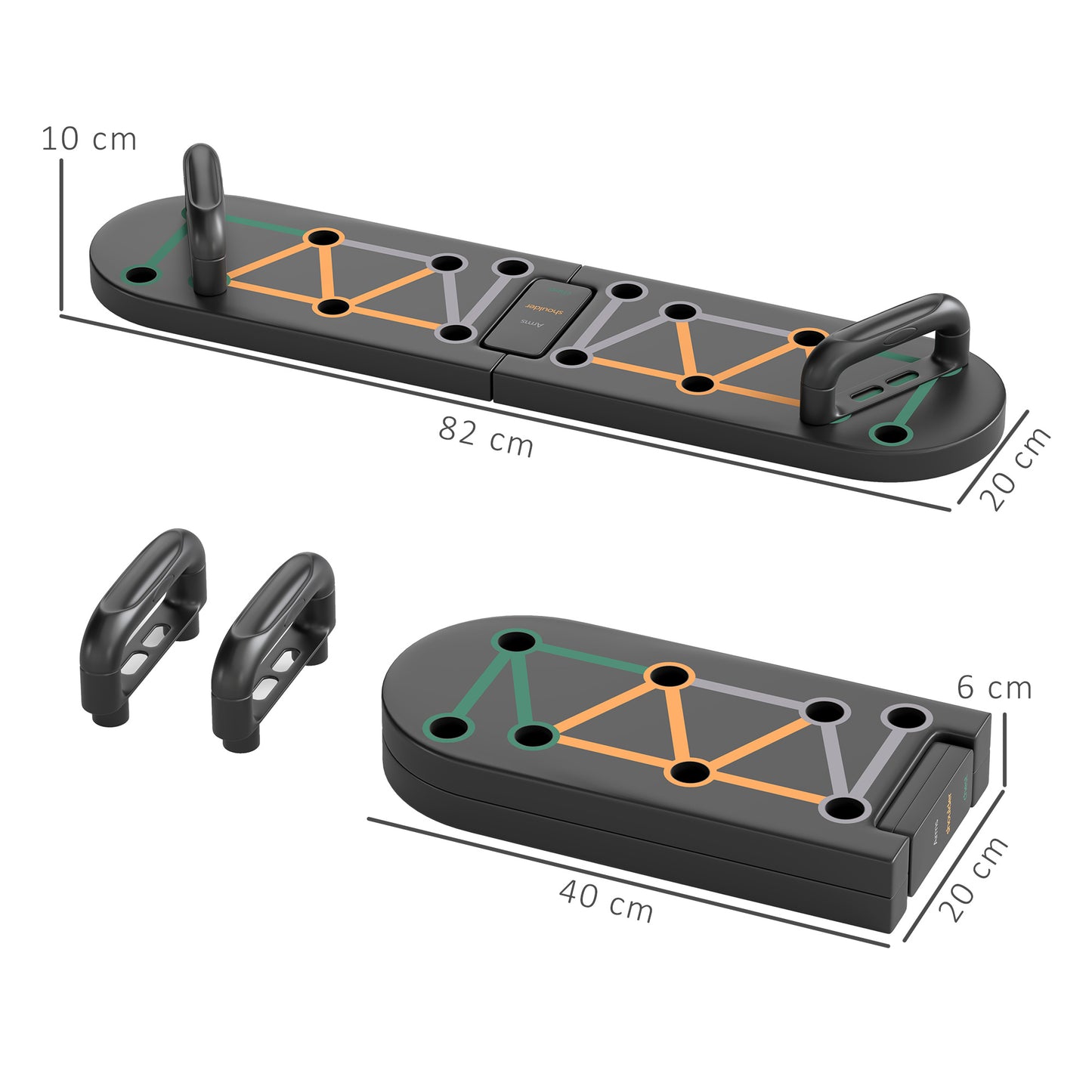 Foldable Push Push Up Board with Non-Slip Pads, for Chest, Arms, Shoulders, Black