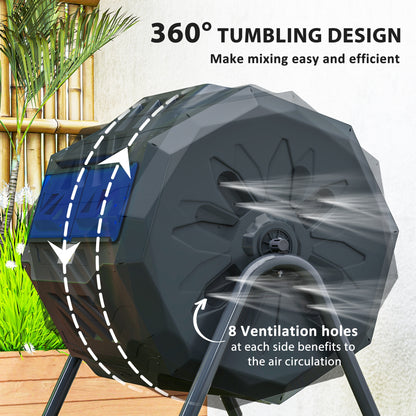 160L 360° Rotating Dual Chamber Composter - Blue