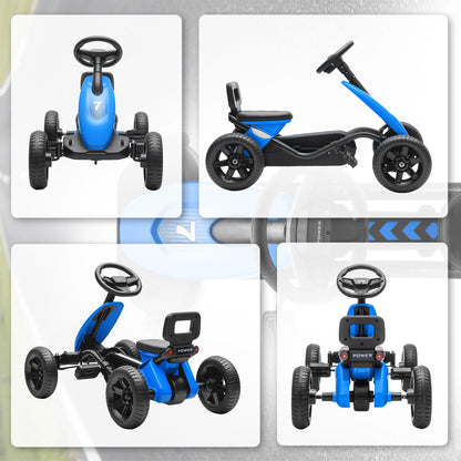 Pedal Go Kart for Kids 2-5 Years, with Silent EVA Wheels, Metal Frame, Blue
