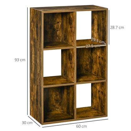 Industrial Style Storage Shelf, Bookcase, Bookshelf with 6 Compartments, Freestanding Shelving Unit for Living Room
