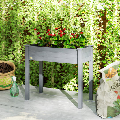 Raised Bed for Garden, Wooden Elevated Planter Box with Bed Liner, for Flower Vegetable Herb, Dark Grey