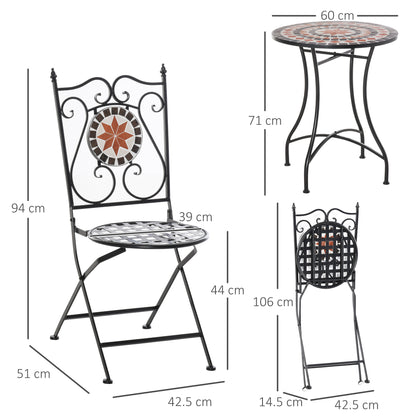 Three-Piece Mosaic Bistro Table Set - Multicoloured