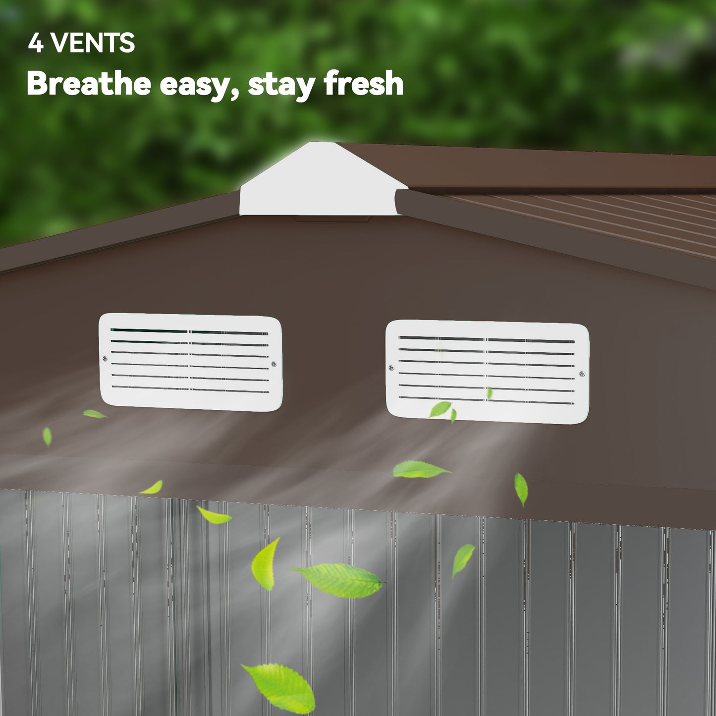 9 x 6ft Metal Garden Shed, Outdoor Storage Tool House with Ventilation Slots, Foundation Kit and Lockable Double Doors