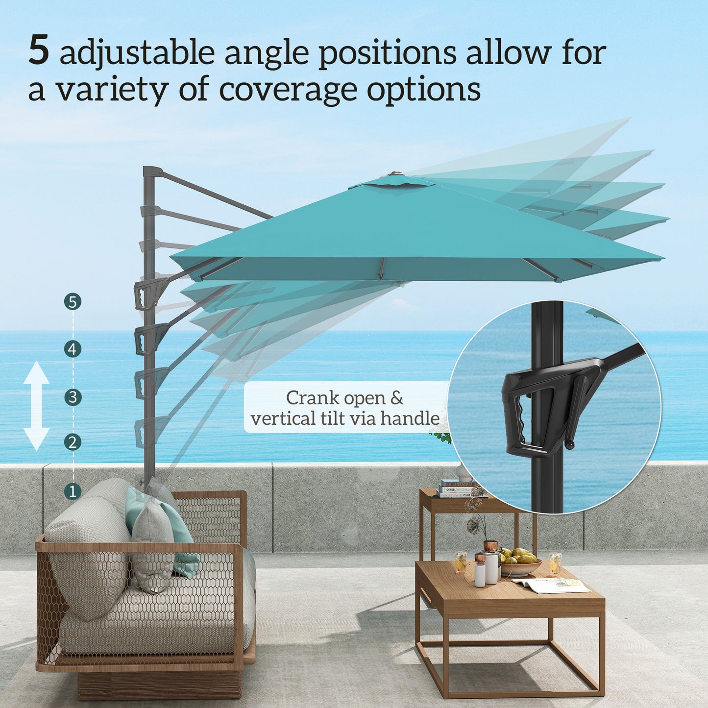 Patio Offset Parasol Umbrella - Blue