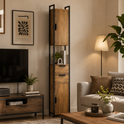 Freestanding Bathroom Cabinet, Tall Bathroom Storage Cabinet with Drawers and Shelves, Linen Storage, Brown
